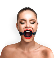 Кляп силиконовое кольцо натуральная кожа Art of Sex - Gag Ring внутренний диаметр кольца 40мм,Черный