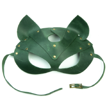 Премиум маска кошечки LOVECRAFT, натуральная кожа, зеленая, подарочная упаковка