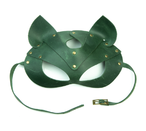 Преміум маска кішечки LOVECRAFT, натуральна шкіра, зелена, подарункова упаковка