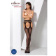 Эротические колготки-бодистокинг Passion S014 black, имитация чулок в сеточку и пояса