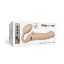 Безремневой страпон с вибрацией Strap-On-Me Vibrating Flesh L, диаметр 3,7см, пульт ДУ, регулируемый