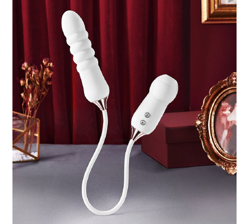 Пульсатор с вакуумным стимулятором Kistoy Cathy White на гибкой сцепке