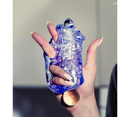 Мастурбатор Fleshlight Fleshskins Grip Blue Ice, надежная фиксация на руке, отлично для пар и минета