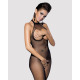 Бодистокинг из мелкой сетки с открытой грудью и доступом Obsessive Bodystocking N101 S/M/L, черный