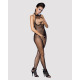 Бодистокинг из мелкой сетки с открытой грудью и доступом Obsessive Bodystocking N101 S/M/L, черный