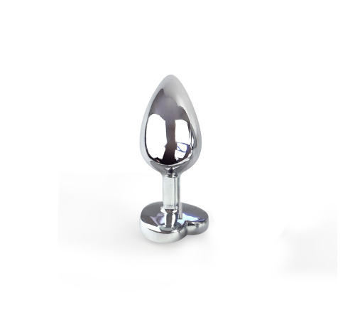 Металева анальна пробка Серце S з Червоним кристалом, довжина 7см, діаметр 2,8см