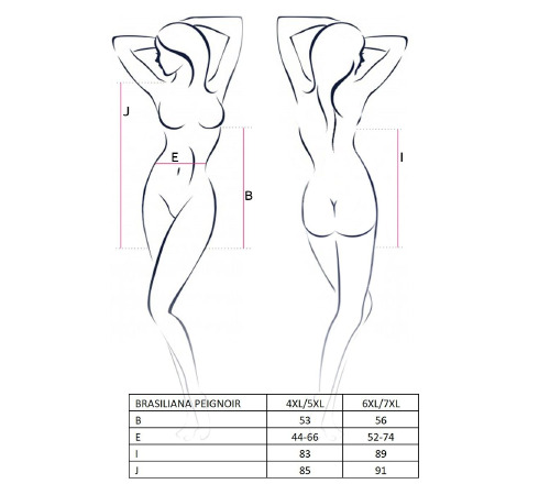 Прозрачный пеньюар BRASILIANA PEIGNOIR black 6XL/7XL - Passion, трусики