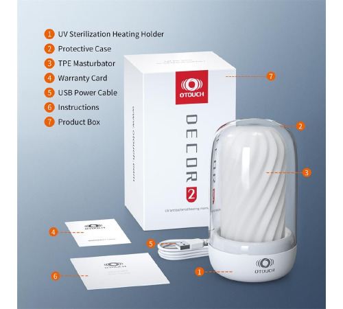 Мастурбатор Otouch DECOR 2, TPE, подогрев до 55 °C, УФ-дезинфекция