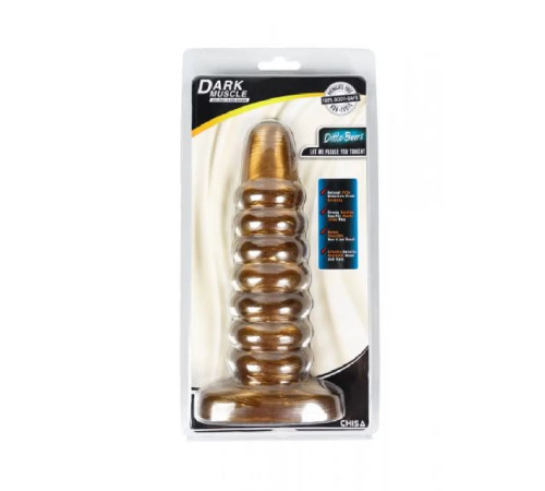 Велика анальна пробка ребриста Chisa Dark Muscle Gold