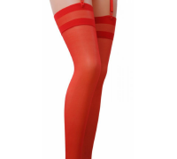 Классические чулки под пояс с двойной резинкой ST002 3/4 roso - Passion