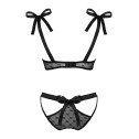 Полупрозрачный эротический комплект Obsessive Obsessivia 2pcs set black S/M, бюстгальтер и трусики,