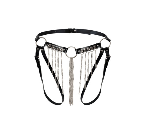 Сексуальні гартери-трусики Art of Sex - Xena з ланцюгами, L-2XL, колір чорний