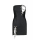 Мини-платье из экокожи Passion Celine Chemise 6XL/7XL black, шнуровка, трусики в комплекте