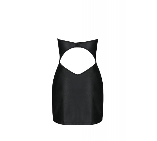 Мини-платье из экокожи Passion Celine Chemise 6XL/7XL black, шнуровка, трусики в комплекте