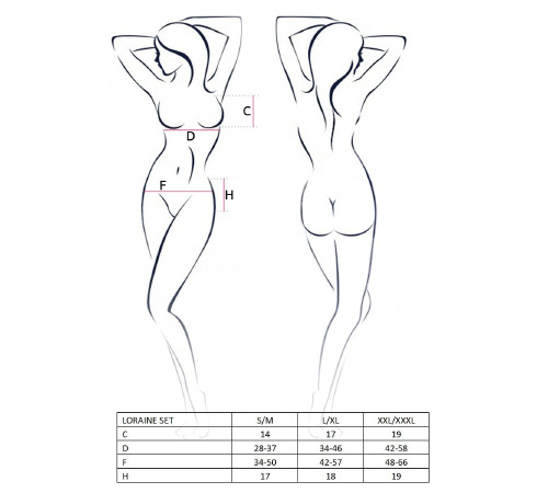 Комплект білизни LORAINE SET red XXL/XXXL - Passion Exclusive: ліф, стрінги, пояс для панчох