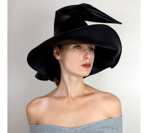 Капелюх відьми вініл матовий чорний