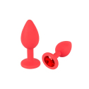 Силіконова анальна пробка S, Червона з червоним кристалом