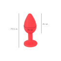 Силіконова анальна пробка S, Червона з червоним кристалом