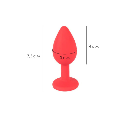 Силіконова анальна пробка S, Червона з червоним кристалом