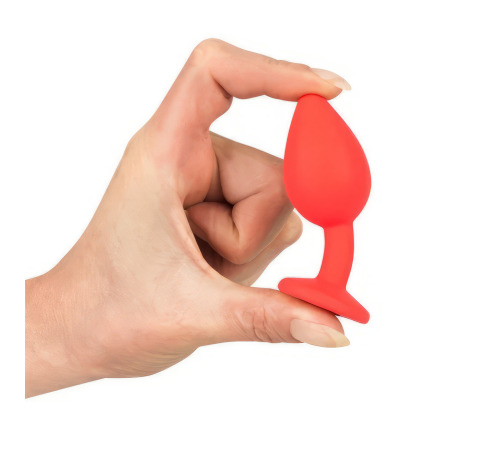 Силіконова анальна пробка S, Червона з червоним кристалом