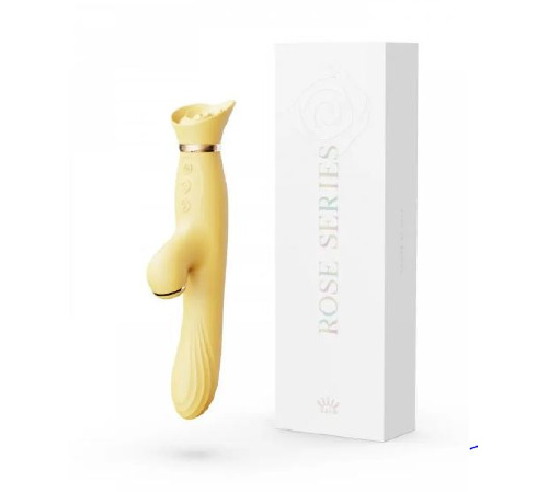 Вібратор з підігрівом та вакуумною стимуляцією ZALO ROSE RABBIT YELLOW