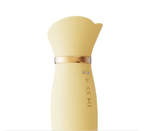 Вібратор з підігрівом та вакуумною стимуляцією ZALO ROSE RABBIT YELLOW