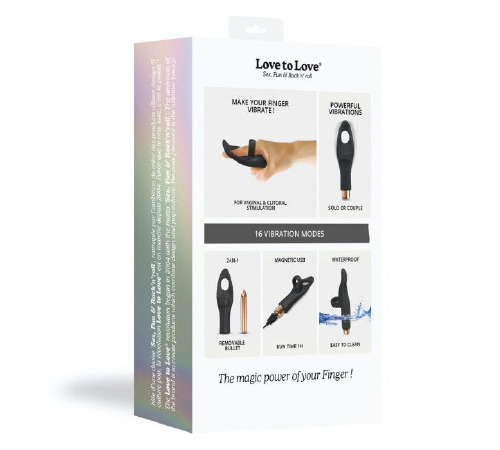 Вибратор на палец Love To Love Tickle me - BLACK ONYX перезаряжаемый, 3 варианта использования