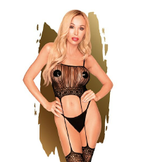 Бодистокинг с топом и чулками на подвязках Penthouse - Sex Dealer Black XL