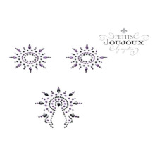 Пэстис из кристаллов Petits Joujoux Gloria set of 3 - Black/Purple, украшение на грудь и вульву