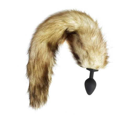 Силіконова анальна пробка М з рудим хвостом