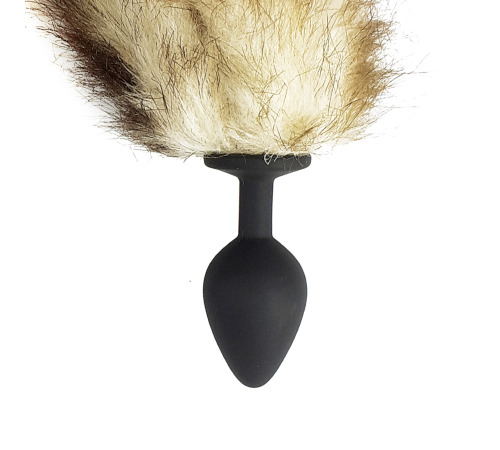 Силіконова анальна пробка М з рудим хвостом