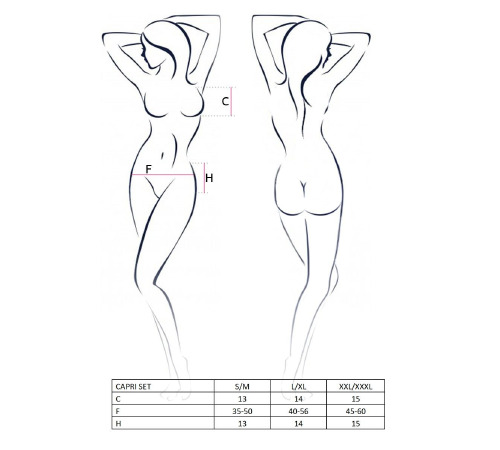 Комплект білизни під латекс CAPRI SET black L/XL - Passion: міні-бікіні, стрінги, пояс для панчох