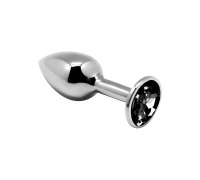 Металлическая анальная пробка с кристаллом Alive Mini Metal Butt Plug Black M