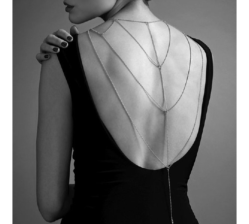Цепочка для спины Bijoux Indiscrets Magnifique Back and Cleavage Chain - Silver, украшение для тела