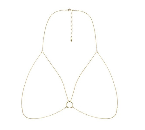 Цепочка портупея Bijoux Indiscrets Magnifique Bra Chain - Gold, украшение на тело