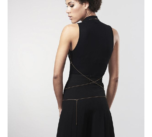 Цепочка портупея Bijoux Indiscrets Magnifique Bra Chain - Gold, украшение на тело