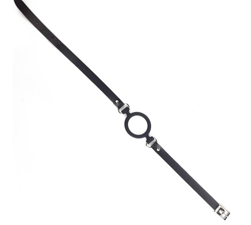 Кляп силиконовое кольцо натуральная кожа Art of Sex - Gag Ring внутренний диаметр кольца 40мм,Черный