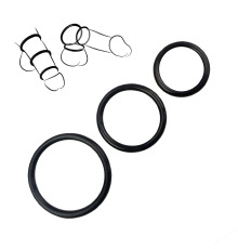 Набор силиконовых эрекционных колец, Черный (3шт)