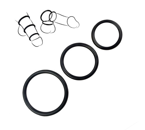 Набір силіконових ерекційних кілець, Чорний (3шт)