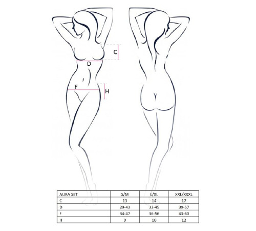 Комплект белья AURA SET black L/XL - Passion: лиф, пояс для чулок, стринги