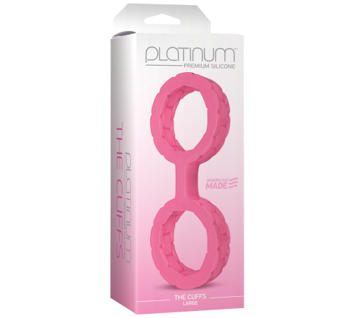 Наручники из силикона Doc Johnson The Cuffs Large - Pink, хорошо тянутся, для рук и для ног