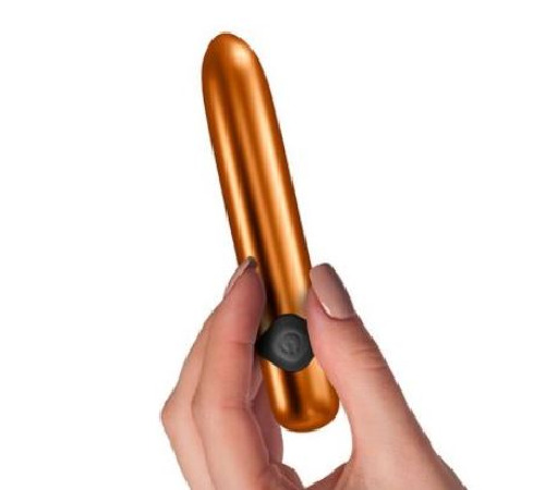 Мощный вибратор Rocks Off Havana Orange Gold с цветной LED-подсветкой, 10 режимов работы