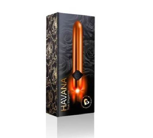 Мощный вибратор Rocks Off Havana Orange Gold с цветной LED-подсветкой, 10 режимов работы