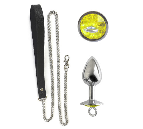 Металева анальна пробка L з повідцем, діаметр 4 см