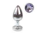Металева анальна пробка L зі Світло фіолетовим кристалом, довжина 9см, діаметр 4см