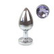 Металлическая анальная пробка L с Светло фиолетовым кристаллом , длина 9см, диаметр 4см