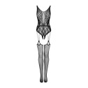 Бодистокинг Obsessive Bodystocking G324 XL/XXL black, силуэтный рисунок