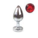 Металлическая анальная пробка L с Красным кристаллом , длина 9см, диаметр 4см