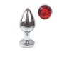 Металлическая анальная пробка L с Красным кристаллом , длина 9см, диаметр 4см