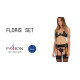 Комплект білизни FLORIS SET black XXL/XXXL - Passion Exclusive: ліф, трусики, пояс для панчох